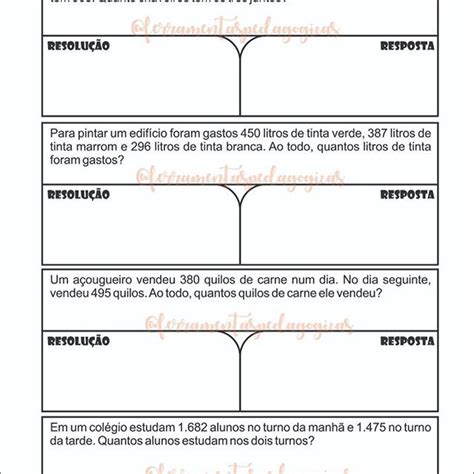 Ferramentas pedagógicas no Instagram Problemas matemáticos em