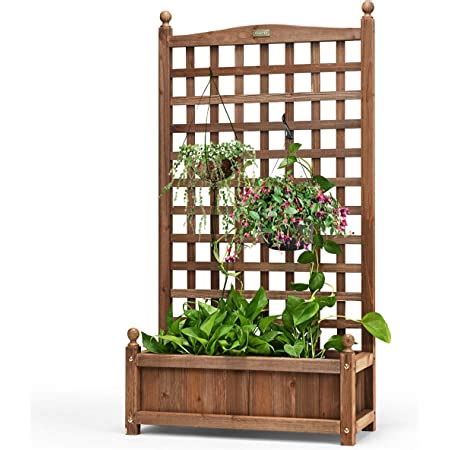 Amazon Vivohome Wood Planter Raised Bed With Trellis Inch