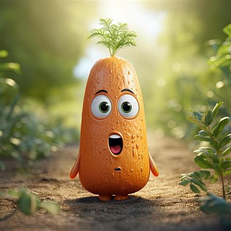 Premium Photo A Cute Carrot Cartoon With Eyes On A White Background