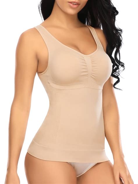 Womens Cami Shaper With Built In Bra Tummy Control Camisole Tank Top