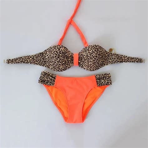 Leopard Bikinis 2017 Womens Push Up Bikini Set Brazilian Sexy Bandage