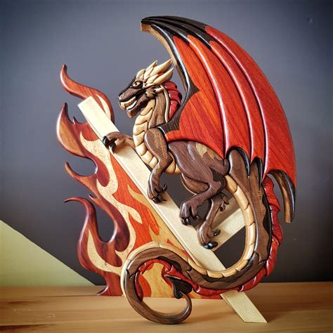 Dragon Intarsia Pattern Scroll Saw Pattern Pattern Only Etsy