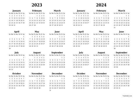 2023 2024 Printable Calendar PDF | Calendar 2024 | Printable Calendar 2024