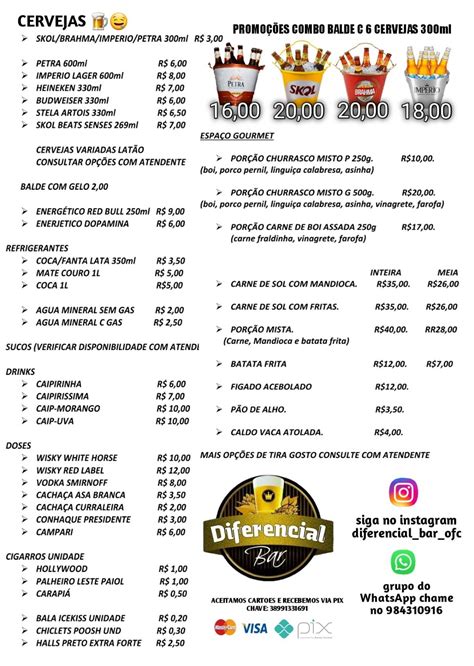 Menu Em Diferencial Bar Montes Claros