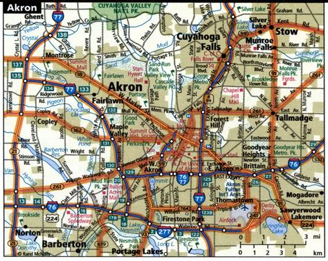 Akron City Road Map For Truck Drivers Toll And Free Highways Map Usa