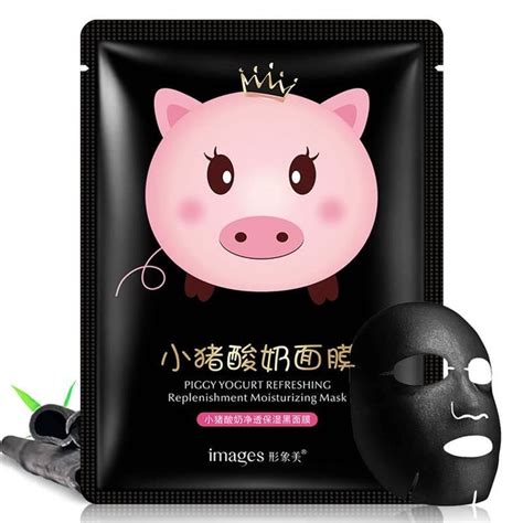Маска-салфетка для лица йогуртовая IMAGES Piggy Yogurt Refreshing Black ...