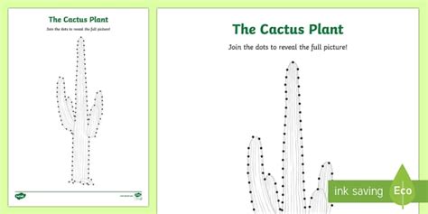 Cactus Plant Dot To Dot Worksheet Worksheet Twinkl