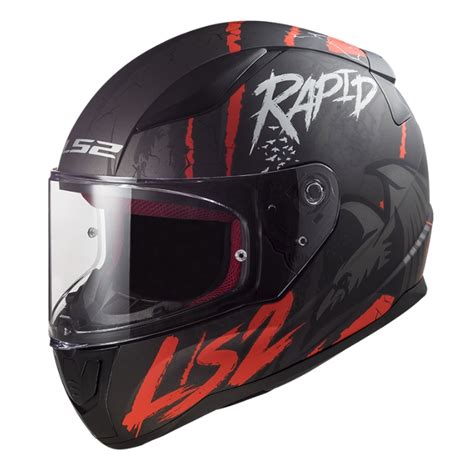 Ls Helmets Ff Raven Matt Black White Red