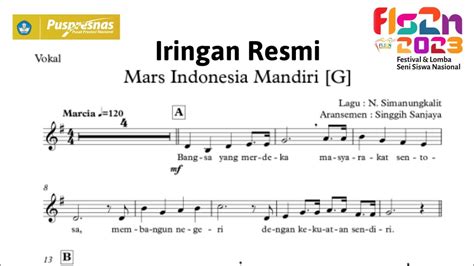 Do G Iringan Resmi Mars Indonesia Mandiri Lagu Wajib FLS2N SD 2023