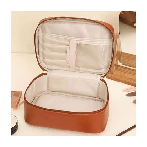 New Style Square Zipper Makeup Bag Portable Pu Leather Toiletry