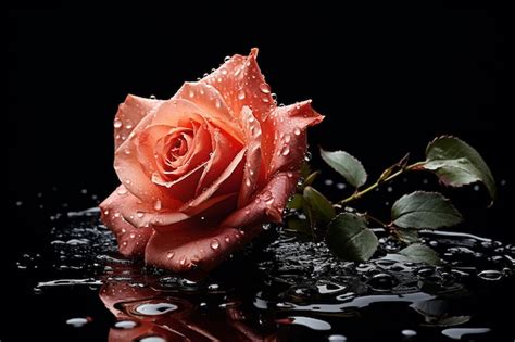 Premium Photo Single Rose With Falling Petals Captured Moment