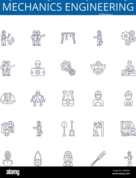 Mechanics Engineering Line Icons Signs Set Design Collection Of