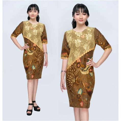 Jual Dress Batik Brokat Modern Jumbo L L Terusan Batik Big Size Xxxl