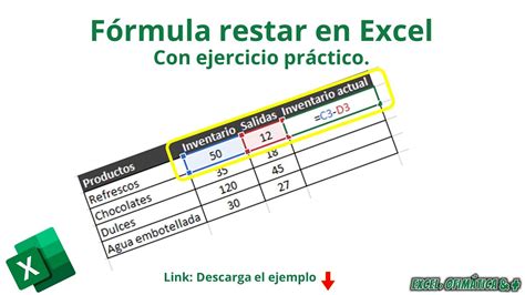 Cómo Restar En Excel Fórmula Resta Microsoft Excel Link Descarga Ejercicio Youtube