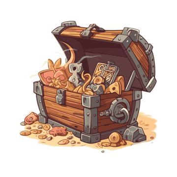 Treasure Chest Clipart Cartoon Treasure Chest With Coins Vector