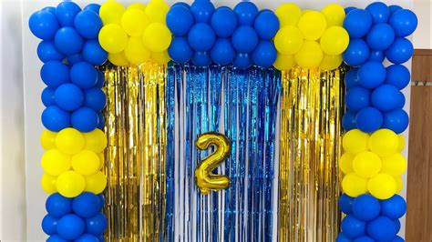 Blue And Yellow Combination Balloon Arch Decoration For Boy Birthday