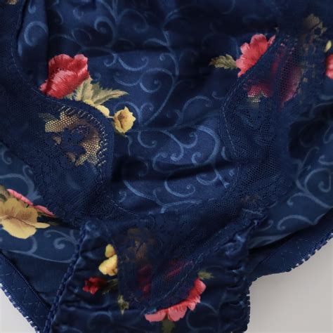 NEW VTG 100 Polyester Satin String Bikini Floral Lace Panties SZ S M