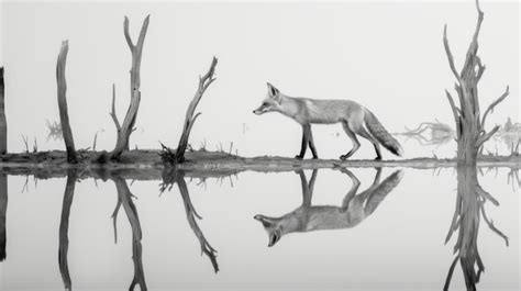 Free Photo | Black and white view of wild fox in its natural habitat