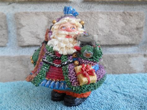 Vintage Crinkle Claus Santa Figurine By Possible Dreams Broken Rocking