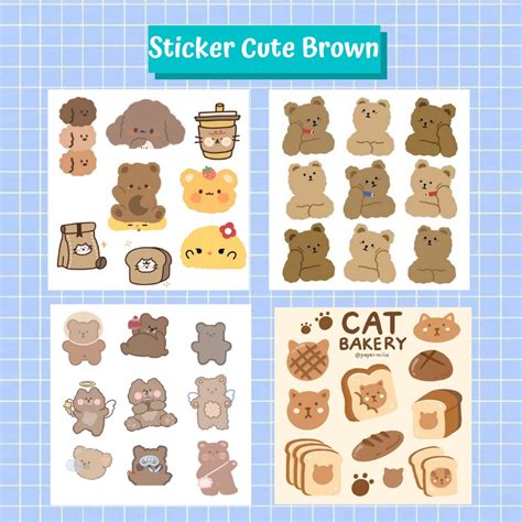 Jual Stiker Korea Lucu Coklat /Stiker Cute Beruang Coklat/ Sticker Cute ...