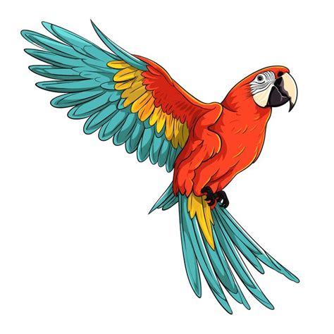 Premium Vector Hand Drawn Solid Color Parrot Illustration