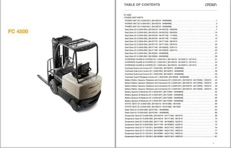 crown counterbalance forklift fc  parts service manual