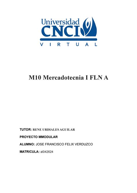 M Mercadotecnia I Fln A Proyecto Modular M Mercadotecnia I Fln A