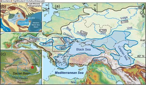 (a) Elevation map showing the extent of the Paratethys during the early ...