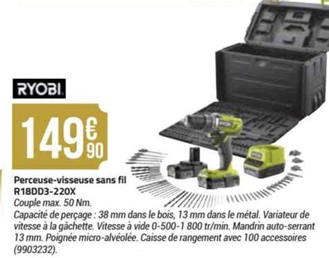 Promo Perceuse Visseuse Sans Fil R Dd X Ryobi Chez Bricorama