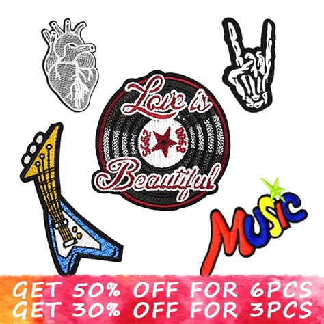 Rock Music Patches For Clothing Iron On Patches Fashion DIY Embroidery