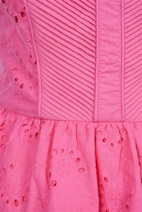 Cassia Ribbon Frill Broderie Anglaise Peplum Top In Hot Pink Chello