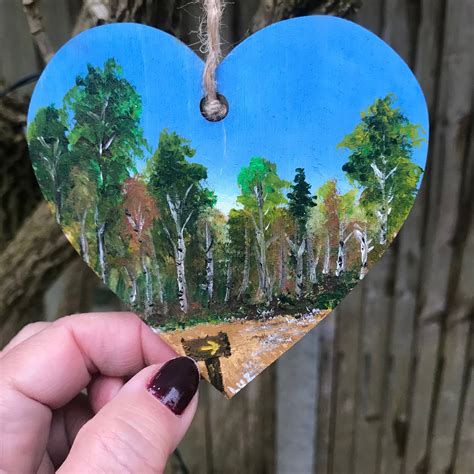 Hand Painted Wooden Heart Decoration The Way Or Camino Etsy