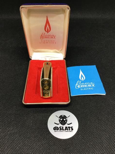 Vintage Flame Crest Lighter Mother Of Pearl W Original Box