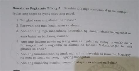 Basahin Ang Mga Sumusunod Na Katanungan Isulat Sa Iyong Sasagutang Papel