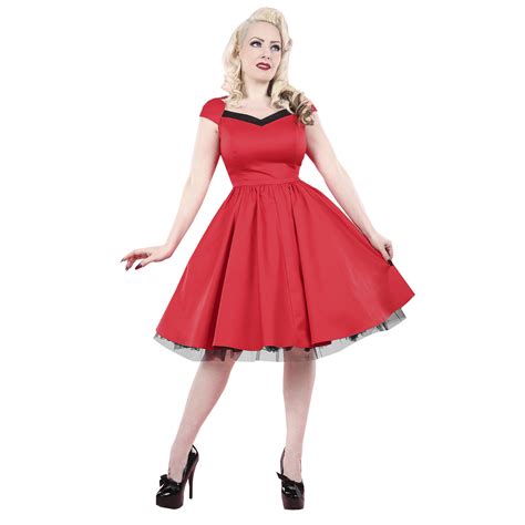 Rkh51 Hearts And Roses Flared Pin Up Party Rockabilly Dress 50s Vintage Swing Ebay