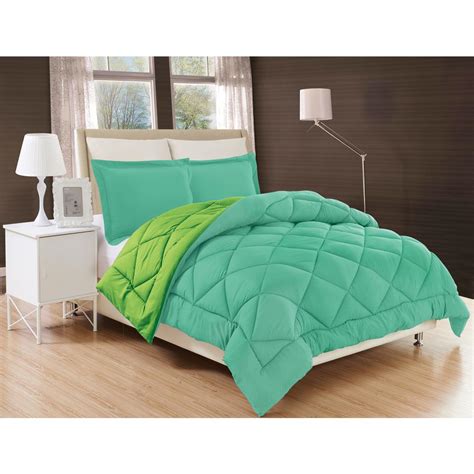 Elegant Comfort Down Alternative Aqua And Lime Reversible Twintwin Xl