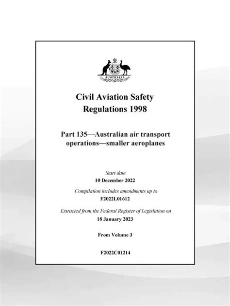 Part 135 Of The Civil Aviation Safety Regulations Air Services Casa