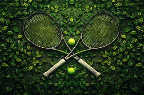 Premium Photo Tennis Rackets And Ball On Lush Green Leaves Background