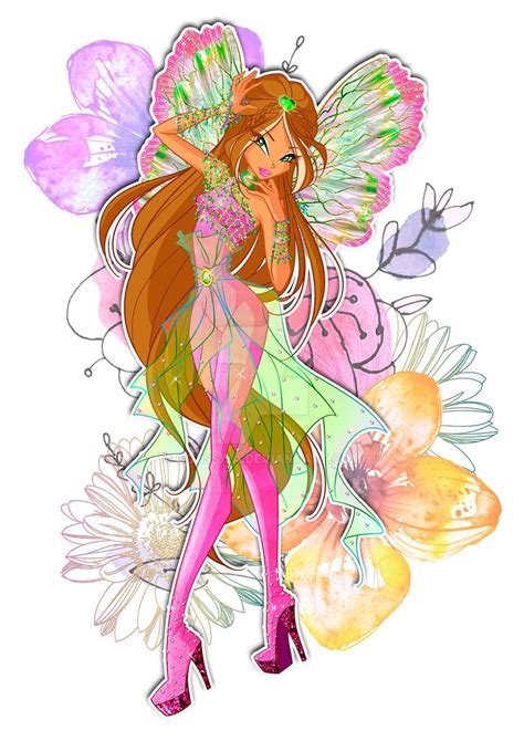 A Beautiful Fairy With Flowers And Butterflies On Her Back Holding A