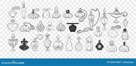 Collection Of Doodle Vintage Perfume Bottles Vector Sketch