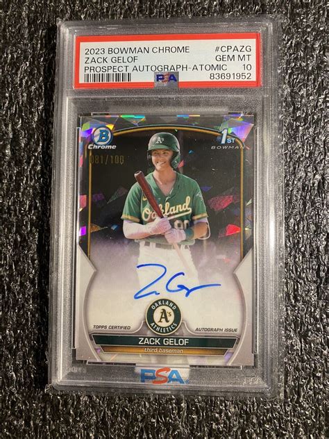 Zack Gelof 2023 Bowman Chrome CPA ZG Prospect Auto Atomic Refractor