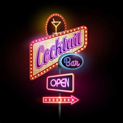 Neon Sign Cocktail Bar Images Vectorielles Neon Sign Cocktail Bar