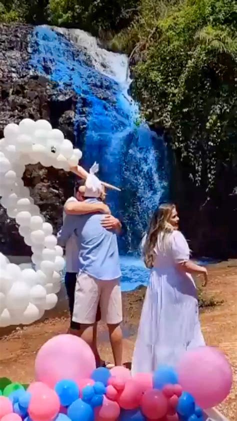 Couple Slammed For Dyeing Waterfall Blue For Gender Reveal Party