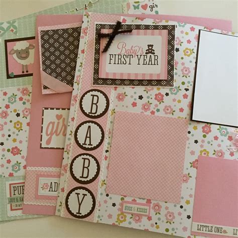 20 Page Baby Girl Premade First Year Scrapbook Pages 12 By12 Baby