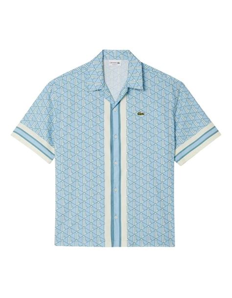 lacoste short sleeve relaxed monogram shirt  overviewlimestone