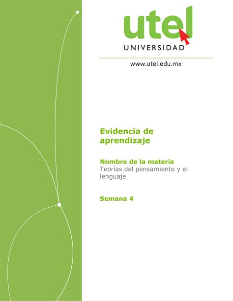 Teorías del pensamiento y el lenguaje semana 4 P Evidencia de