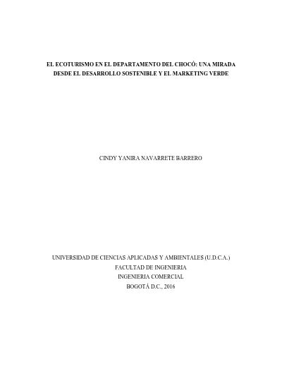 El Ecoturismo En El Departamento Del Choc Una Mirada Desde El