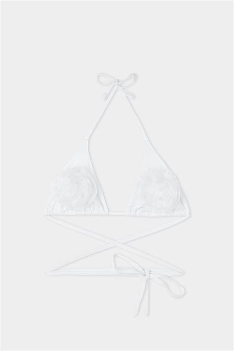 White D Rose Triangle Bikini Top Triangle Women Tezenis