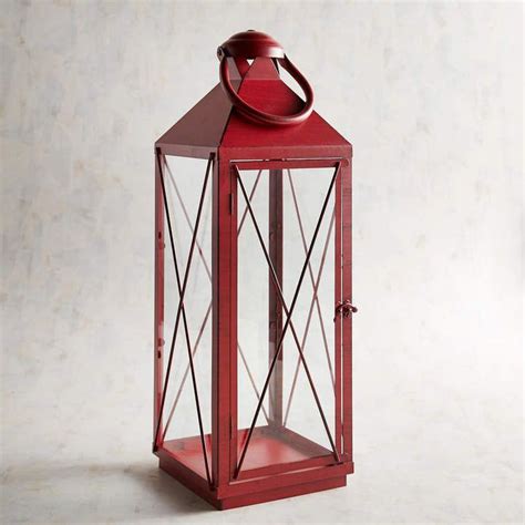 Pier 1 Imports Bennett Large Red Metal Lantern Metal Lanterns Outdoor Lanterns Decor