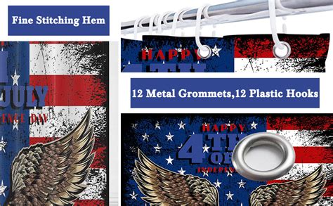 Lindameler 4th Of July Independence Day Shower Curtain Set